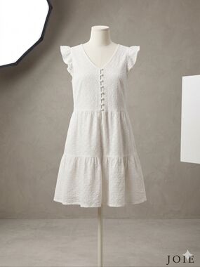 Joie White Eyelet Tiered Mini Dress Size M